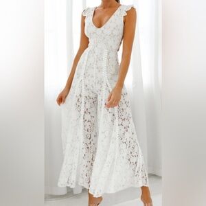 Selfie Leslie White Lace Jumpsuit BRAND NEW WITH TAGS